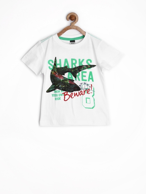 

SELA Boys White Printed T-shirt