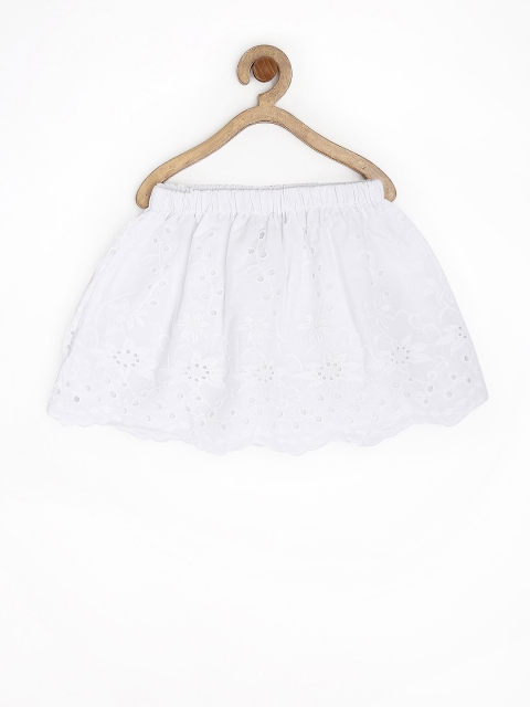 

SELA Girls White Embroidered Flared Skirt
