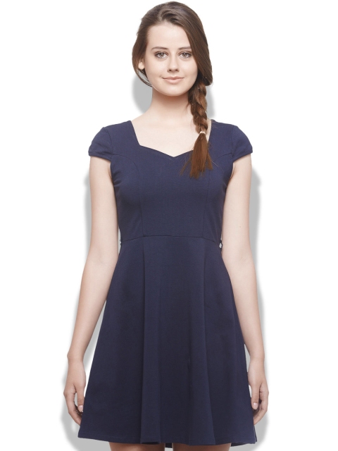 

United Colors of Benetton Navy Fit & Flare Dress, Navy blue