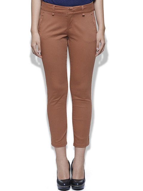 

United Colors of Benetton Women Rust Brown Slim Fit Crop Trousers
