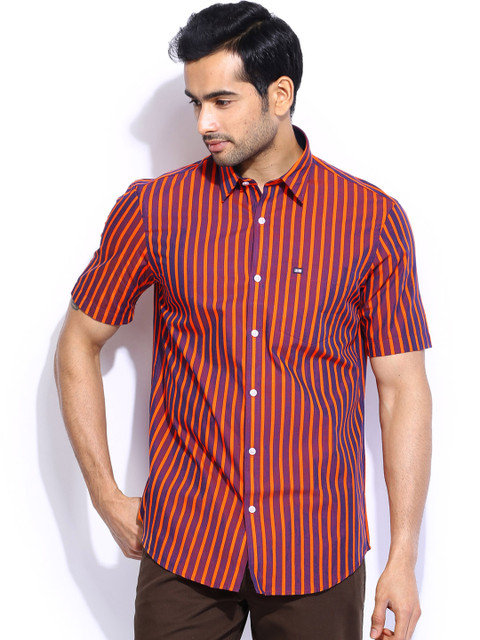 

Arrow Sport Men Purple & Orange Striped Hudson Fit Casual Shirt