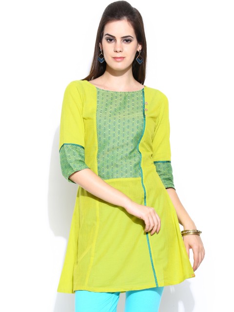 

Aurelia Women Lime Green A-Line Kurta