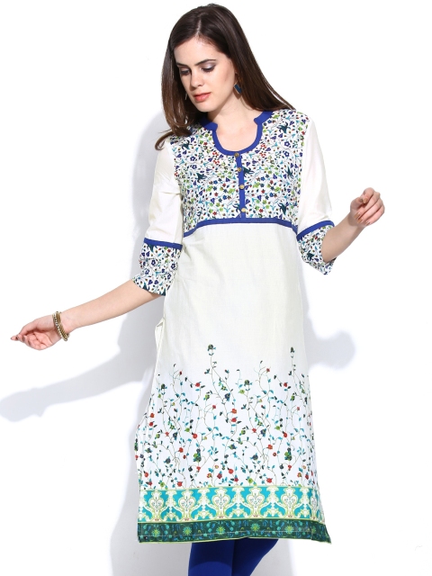 

Aurelia Women Cream-Coloured Printed Kurta