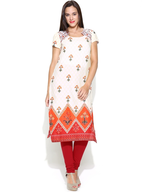

Aurelia Women Cream-Coloured Printed Kurta