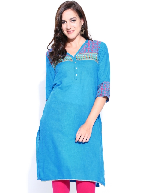 

Aurelia Women Blue Embroidered Kurta