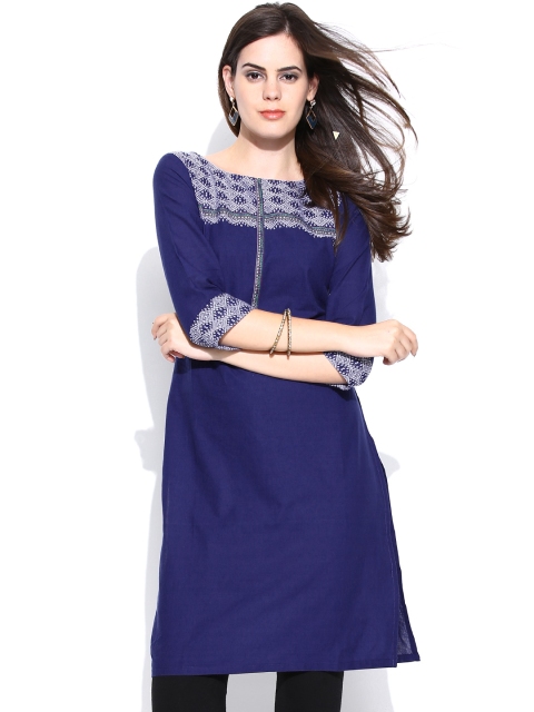 

Aurelia Women Navy Kurta, Navy blue