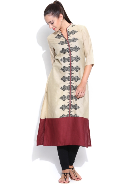 

W Women Beige Printed Kurta