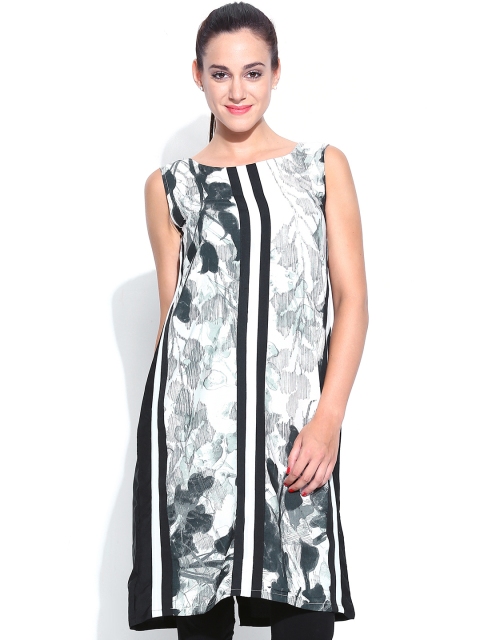 

W Women Black & Off-White Printed A-Line Kurta