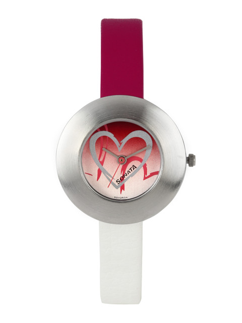 

Sonata Women Ombre Pink & Silver-Toned Dial Watch NF8959SL01A
