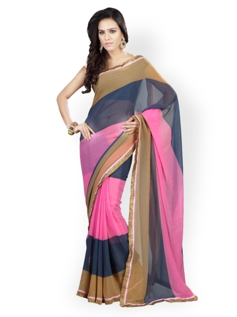 

Florence Pink & Blue Chiffon Fashion Saree