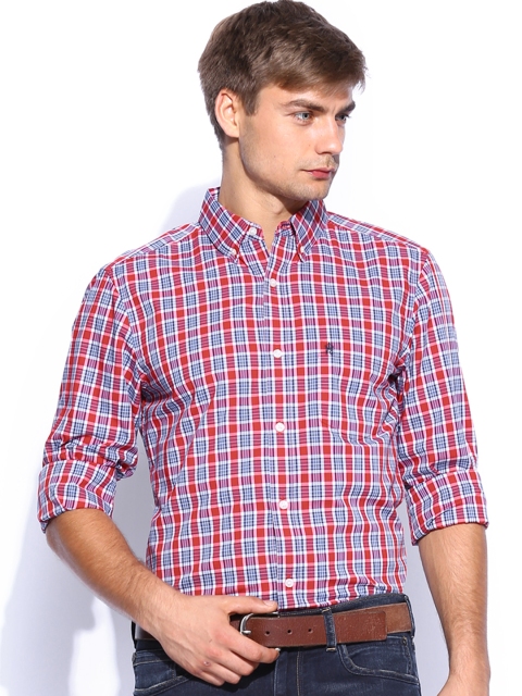 

French Connection Men Red & Blue Checked Smart Casual Shirt