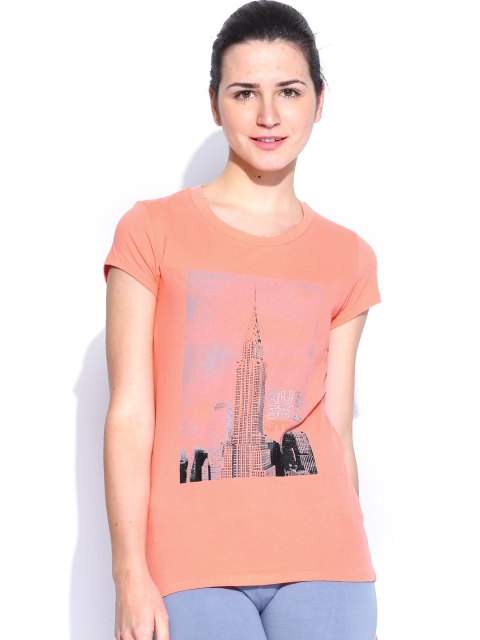 

Russell Athletic Women Peach-Coloured Printed T-shirt