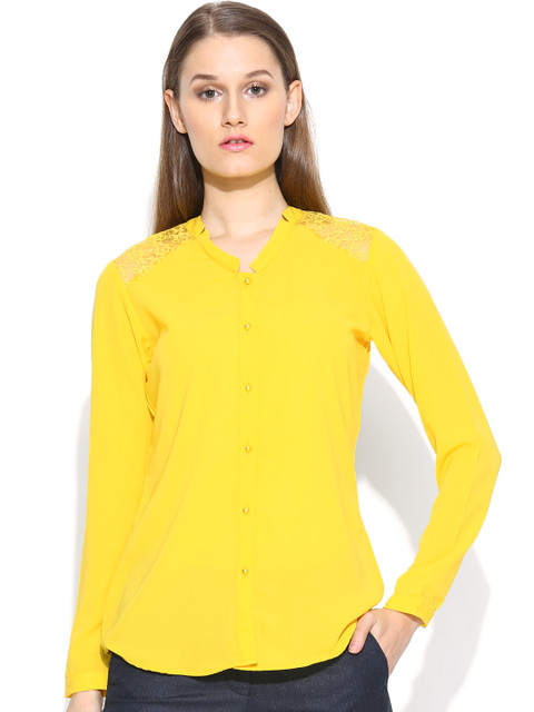 

Park Avenue Woman Yellow Smart Casual Shirt