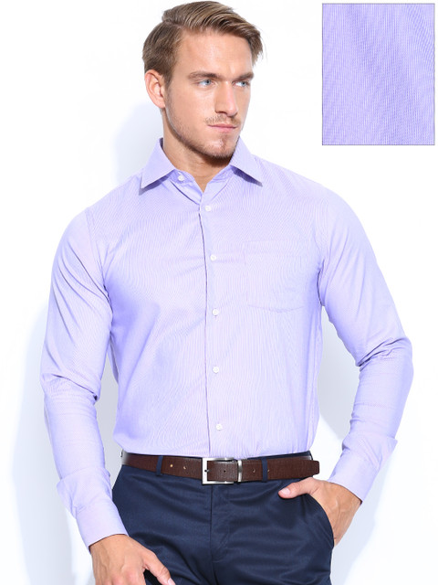 

Blackberrys Men Purple & White Pinstriped Trim Fit Formal Shirt