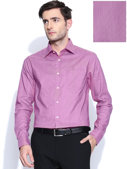 

Blackberrys Men Pink & White Pinstriped Trim Fit Formal Shirt