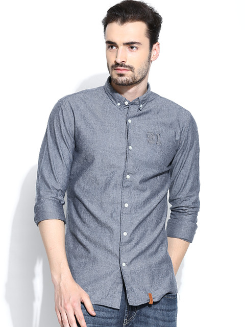 

Blackberrys Blue Trim Fit Casual Shirt
