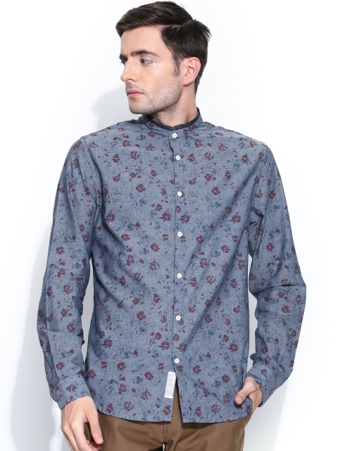 

Blackberrys Men Blue Printed Slim Fit Casual Shirt