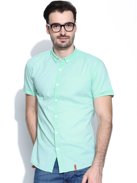 

Blackberrys Men Mint Green Trim Fit Casual Shirt