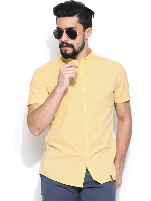 

Blackberrys Men Yellow Trim Fit Casual Shirt