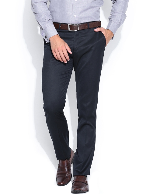 

Blackberrys Men Navy Sharp Fit Formal Trousers, Navy blue