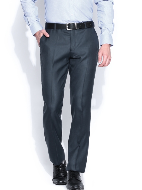 

Blackberrys Men Blue Sharp Fit Formal Trousers
