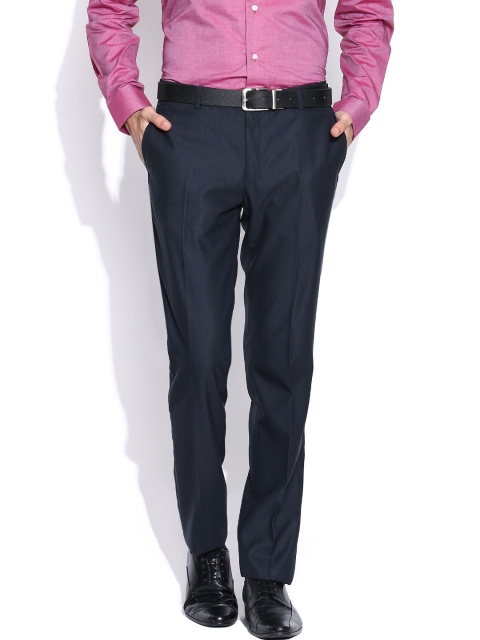 

Blackberrys Men Blue Sharp Fit Formal Trousers