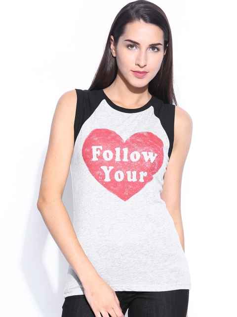 

Fox Women Grey Melange Printed Top