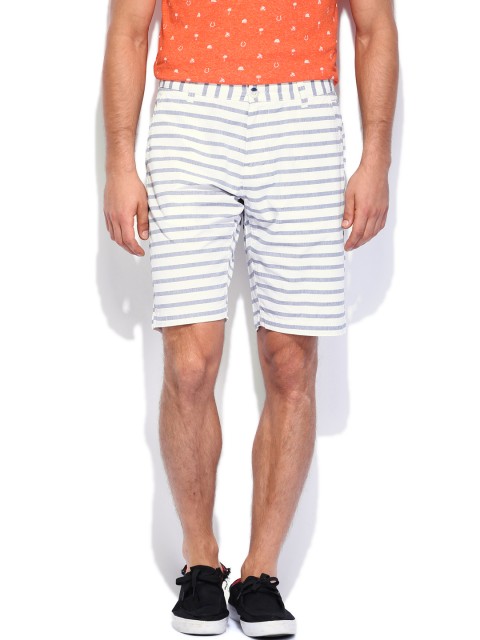 

U.S. Polo Assn. Off-White & Navy Striped Slim Fit Shorts