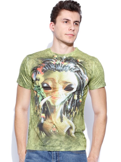 

Ushirts Green & White Printed T-shirt