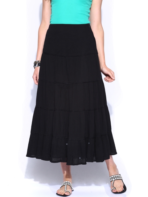 

BIBA Women Black Flared Maxi Skirt