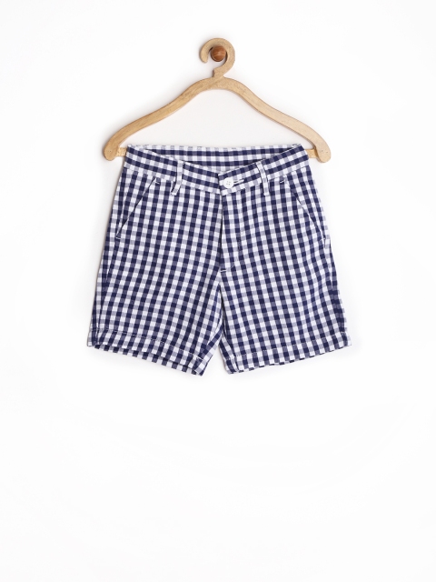 

Flying Machine Boys Navy & White Checked Shorts, Navy blue