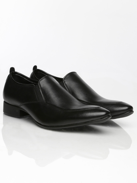 

Franco Leone Men Black Leather Semiformal Shoes