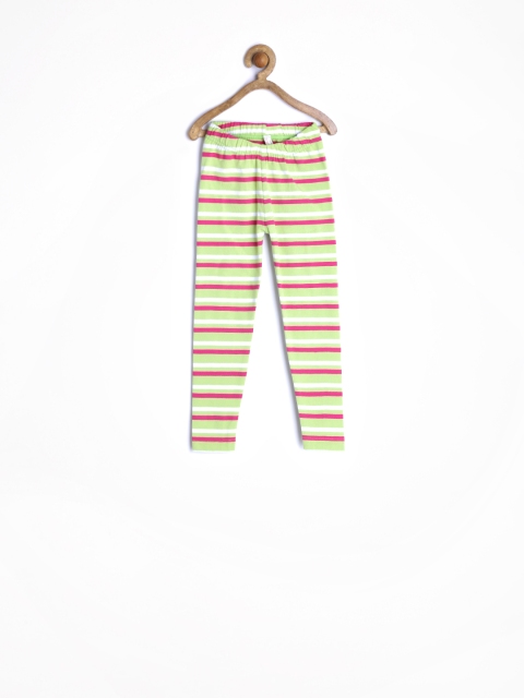 

Fiore Girls Light Green Striped Leggings
