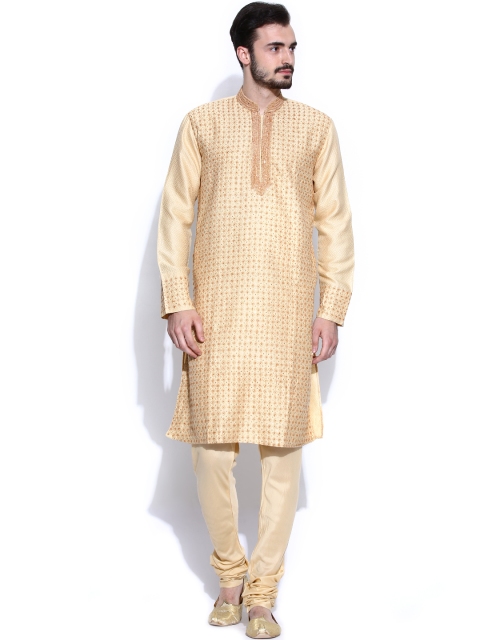 

Rajyog Men Beige Embroidered Kurta Churidar
