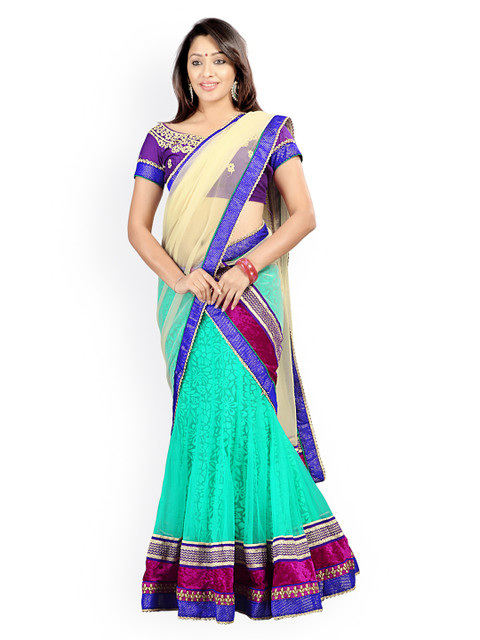 

Florence Green & Purple Semi-Stitched Brasso Net Lehenga Choli with Dupatta