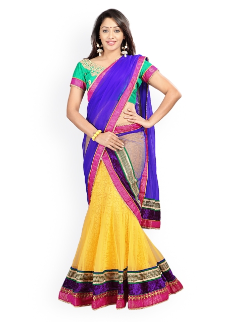

Florence Yellow & Green Semi-Stitched Brasso Net Lehenga Choli with Dupatta