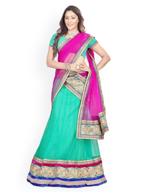 

Florence Green & Pink Semi-Stitched Brasso Net Lehenga Choli with Dupatta
