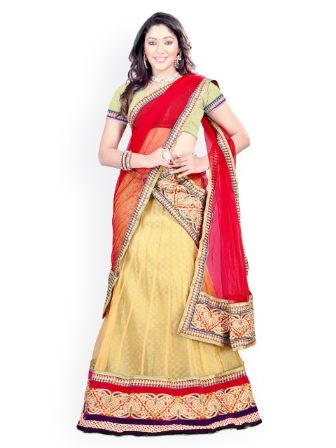

Florence Yellow & Red Semi-Stitched Brasso Net Lehenga Choli with Dupatta