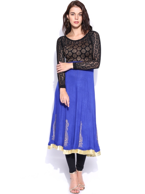 

Ira Soleil Blue & Black Printed Anarkali Kurta