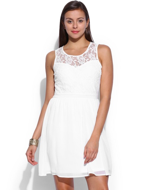 

ONLY White Lace Fit & Flare Dress