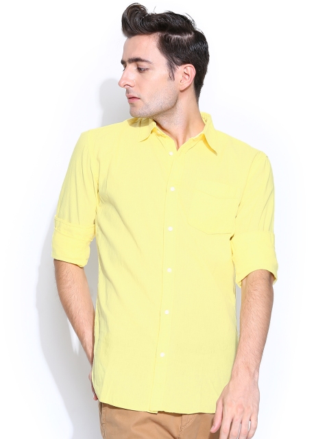 

Jack & Jones Men Yellow Slim Fit Linen Casual Shirt