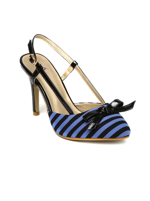 

Mast & Harbour Women Purple & Black Striped Slingbacks