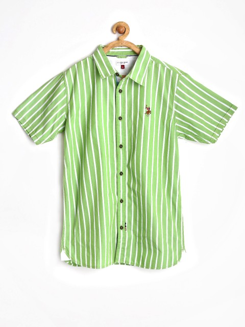 

U.S. Polo Assn. Kids Boys Green & White Striped Shirt