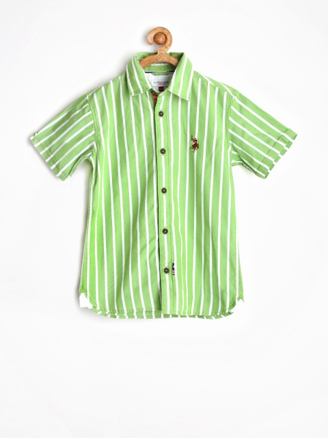 

U.S. Polo Assn. Kids Boys Green & White Striped Shirt