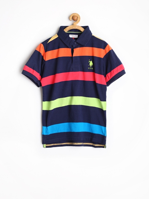 

U.S. Polo Assn. Kids Boys Navy Striped Polo T-shirt, Navy blue