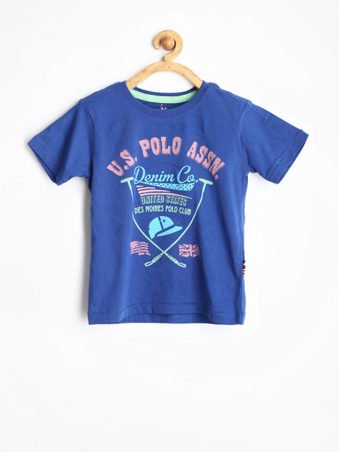 

U.S. Polo Assn. Kids Boys Blue Printed T-shirt