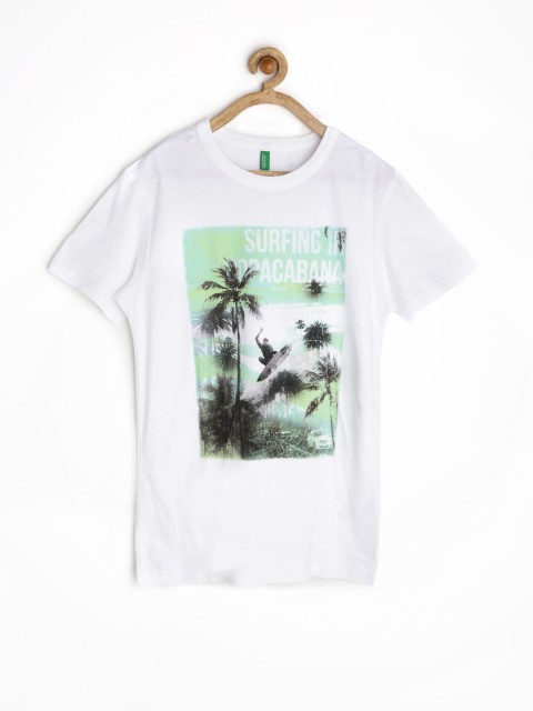 

United Colors of Benetton Boys White Printed T-shirt