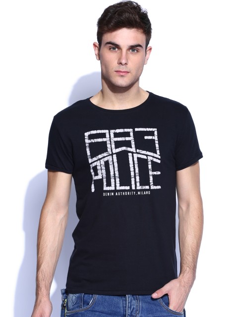 

883 Police Black Horton Printed T-shirt