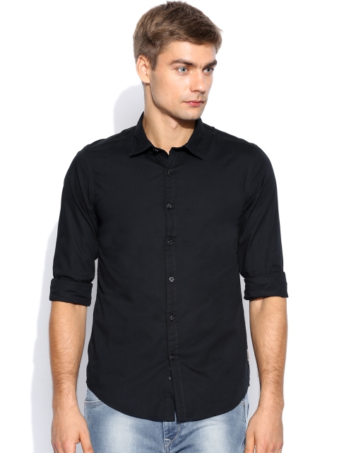 

Flying Machine Men Black Slim Fit Casual Shirt