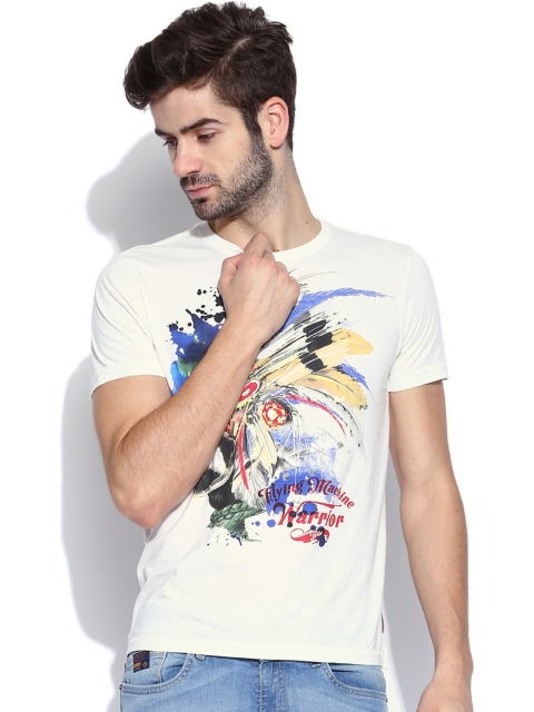 

Flying Machine Men White Printed T-shirt